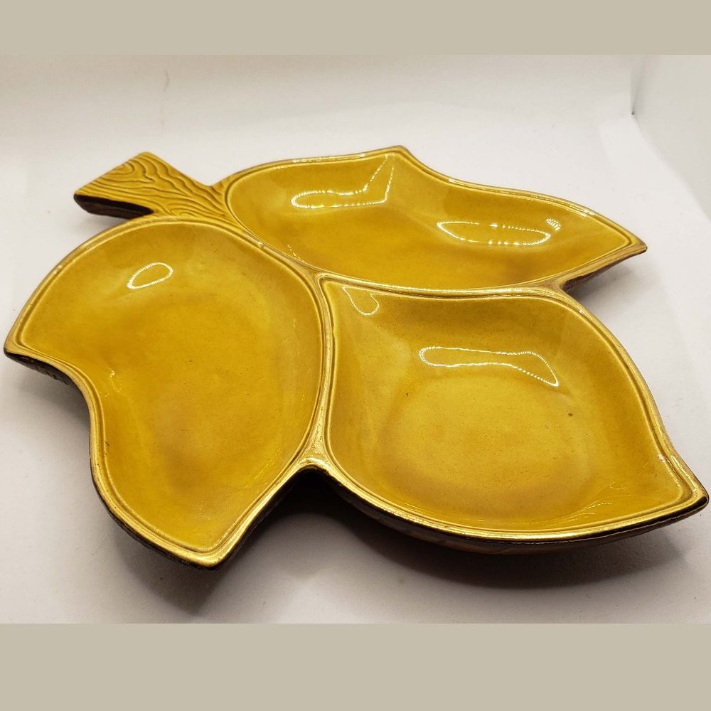 Vintage Treasure Craft Tree Leaf Divided Dish